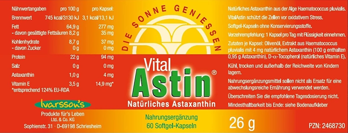 Astaxanthin Kapseln (VitalAstin) – Bild 2